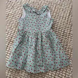 Busy Bees Floral Green and Red Kids Dress